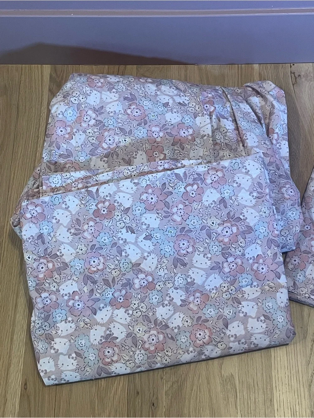Pottery Barn Teen x Hello Kitty Organic Cotton Full Sheet Set Floral Pink